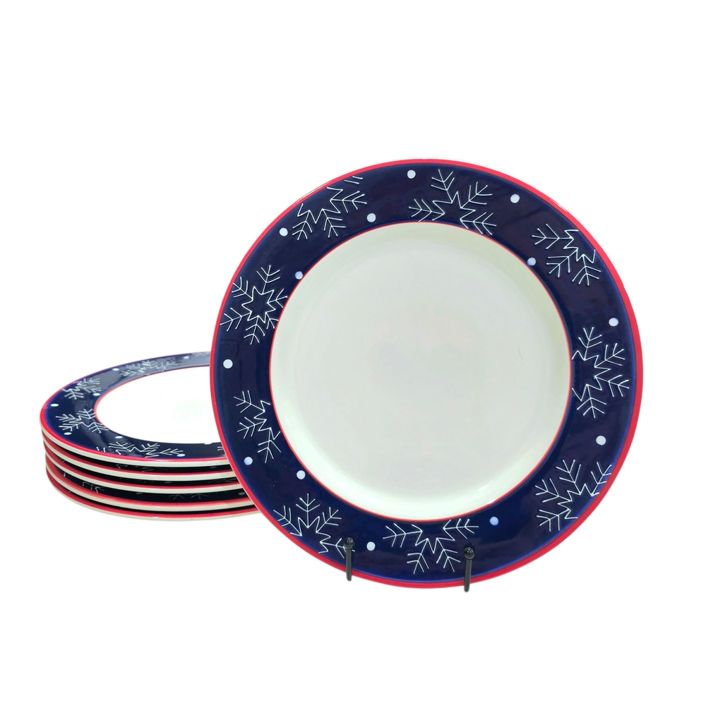 *Navy and White Snowflake Dinner Plates